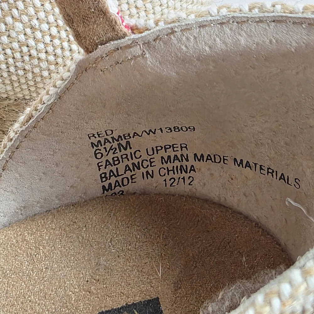 White Mountain Striped Red Espadrille Wedge Sandals